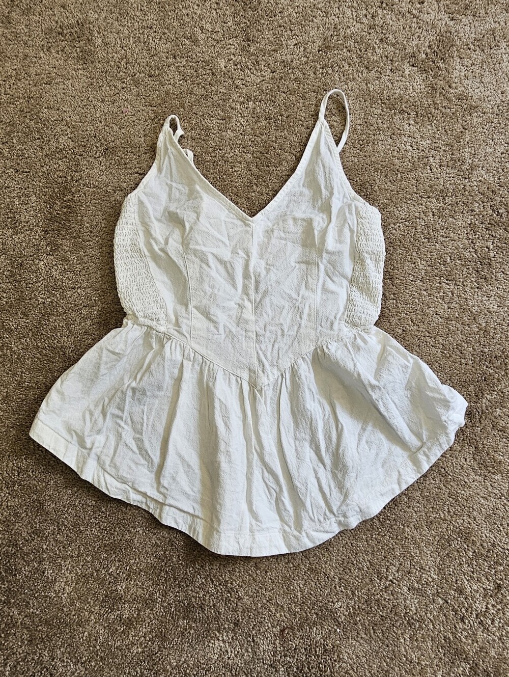 Free People White V‑Neck Peplum Camisole